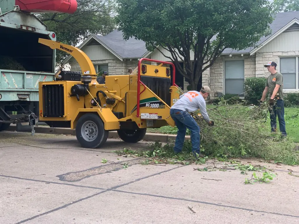 Vermeer BC1000 brush chipper operators getting rid of brush with ease 